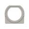 Graue Kunststoffhalterung in rechteckiger Form mit rundem Innenausschnitt.