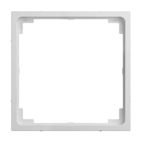 Ein weißer, quadratischer Kunststoffrahmen mit abgerundeten Ecken, geeignet für die Montage von elektrischen Schaltern oder Steckdosen.