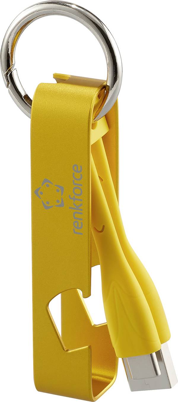 Renkforce USB-Kabel USB 2.0 USB-A Stecker, USB-C® Stecker 0.15 m Gelb Schlüsselanhänger, Flaschenöffner RF-6721080