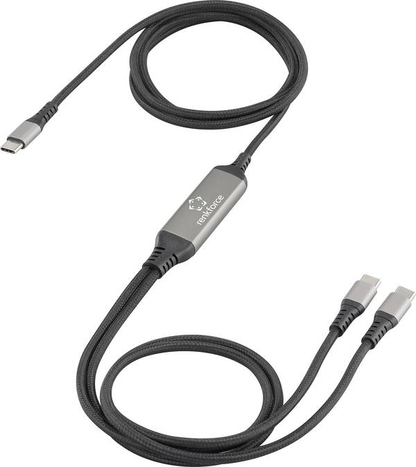 Renkforce USB-C® Y-Kabel USB 2.0 USB-C® Stecker 1.50 m Schwarz RF-6721084