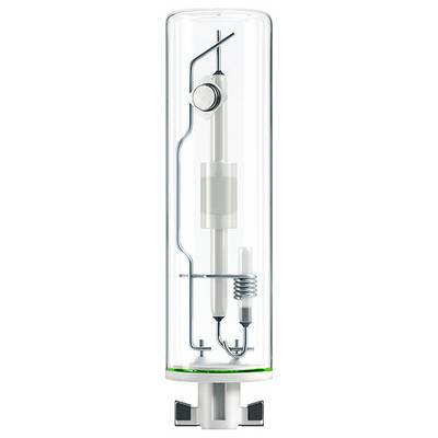 Ein senkrechter, transparenter Glaszylinder mit einem inneren Metallmechanismus, umgeben von einer grünen Leuchtanzeige an der Basis.