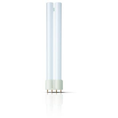 Zwei stabförmige Leuchtstoffröhren mit weißem Sockel, für den Einsatz in Energiesparlampen oder Leuchtstoffarmaturen.