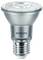 Eine silberne LED-Lampe von Philips mit Schraubsockel, geeignet für den Einsatz in Standardfassungen.