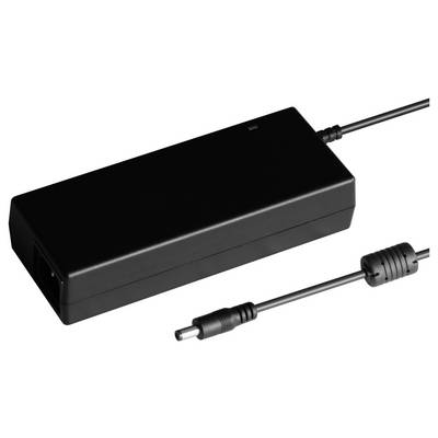 Schwarzes Laptop-Ladegerät mit integriertem Kabel und Stecker, geeignet für mobile Geräte.