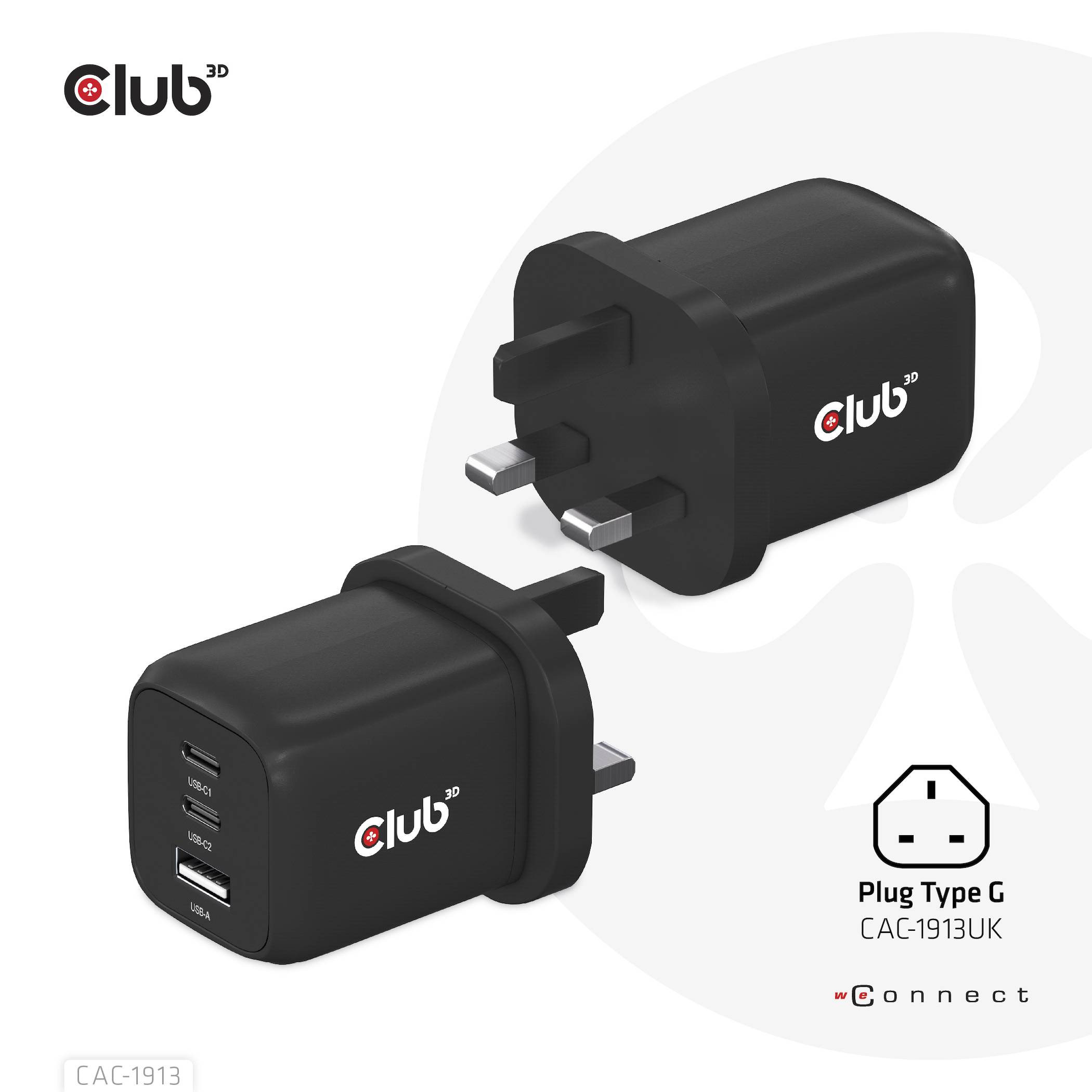 club3D CAC-1913EU USB Ladegerät 65 W 1x USB-A, 2x USB-C® USB PD 3.0, USB PD Schwarz-7