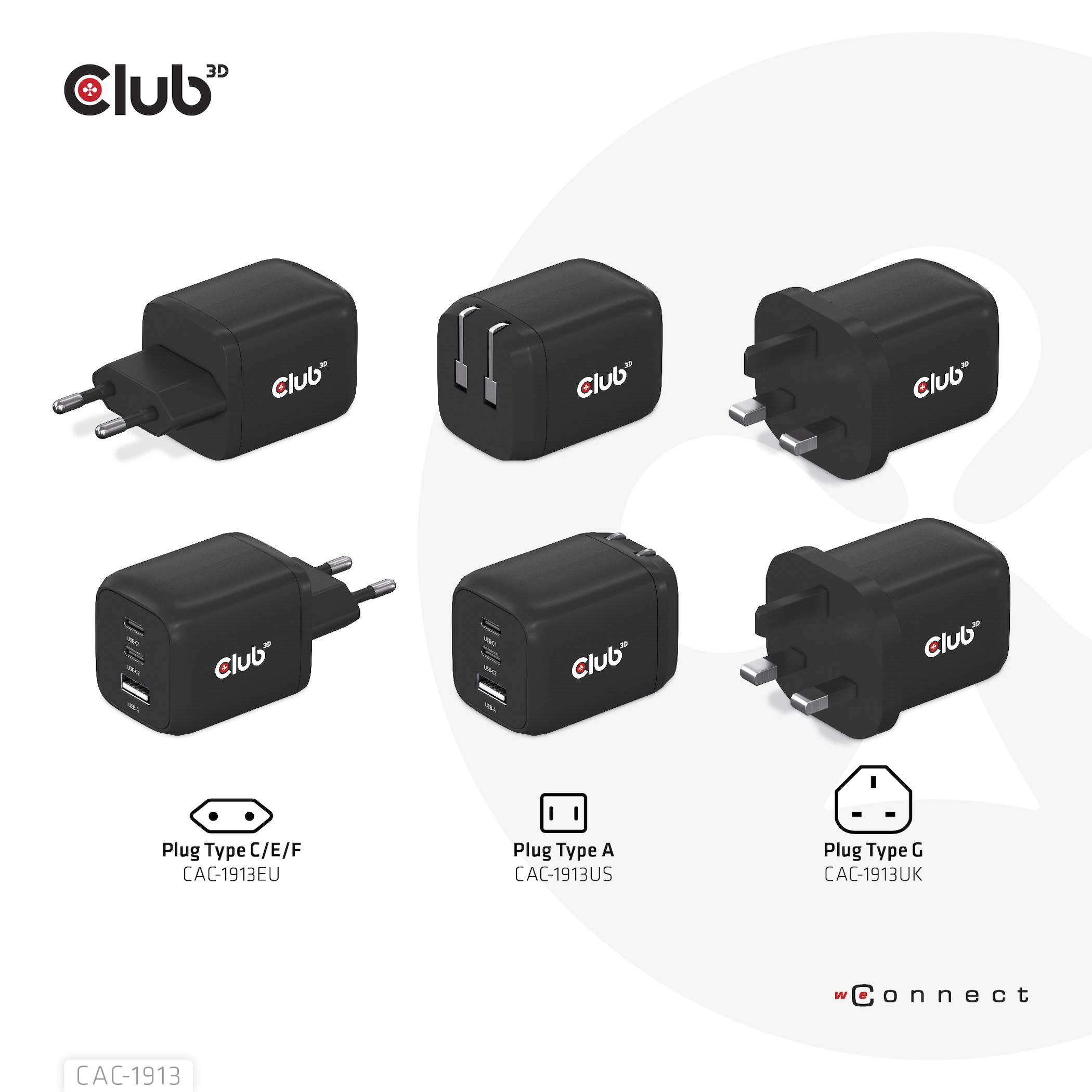club3D CAC-1913EU USB Ladegerät 65 W 1x USB-A, 2x USB-C® USB PD 3.0, USB PD Schwarz-8