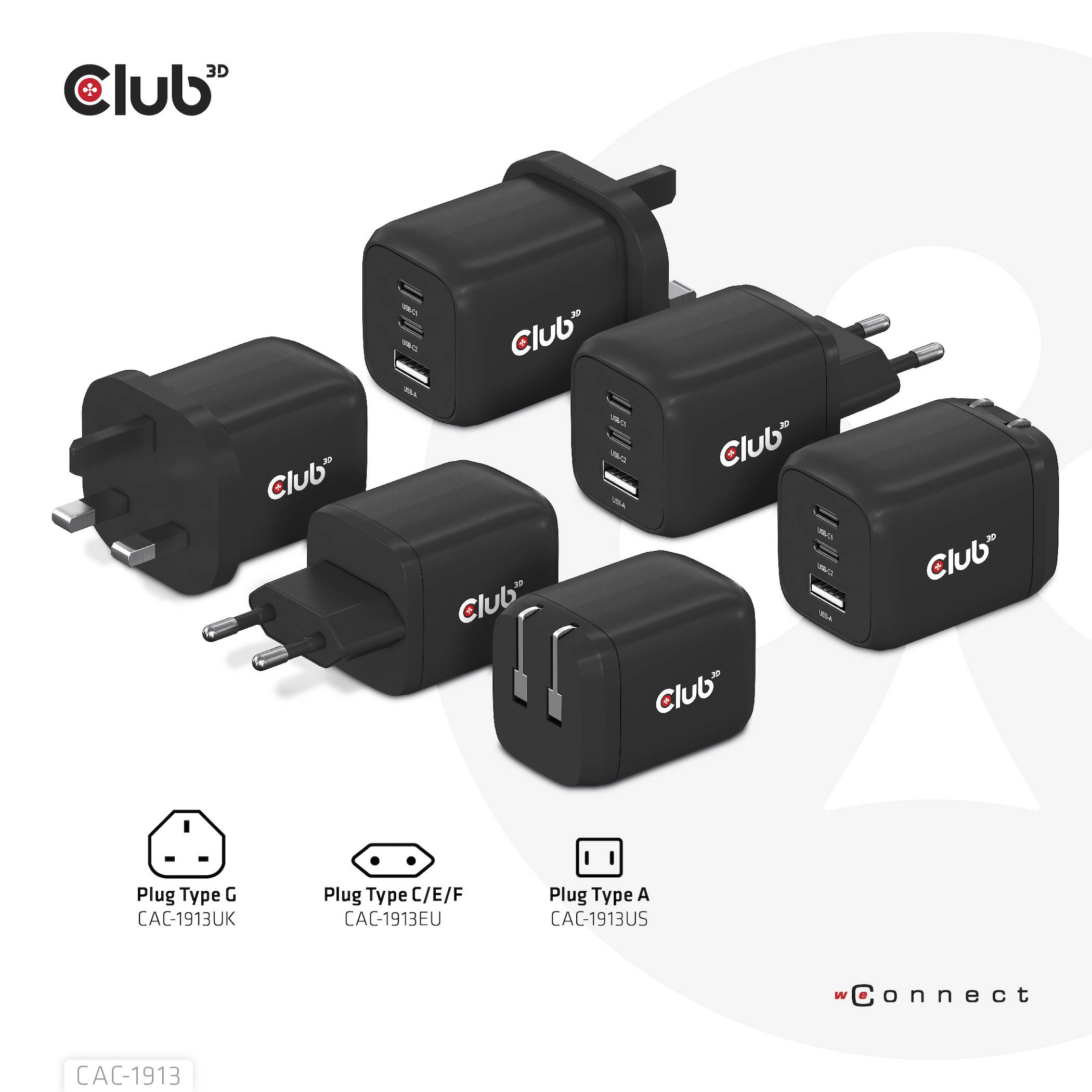 club3D CAC-1913EU USB Ladegerät 65 W 1x USB-A, 2x USB-C® USB PD 3.0, USB PD Schwarz-9