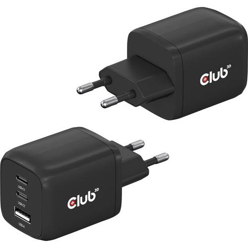 Thumbnail - club3D CAC-1913EU USB Ladegerät 65 W 1x USB-A, 2x USB-C® USB PD 3.0, USB PD Schwarz