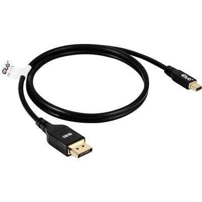 Schwarzes DisplayPort-zu-Mini-DisplayPort-Kabel mit vergoldeten Steckern, geeignet für die Verbindung von Monitor und Computer.
