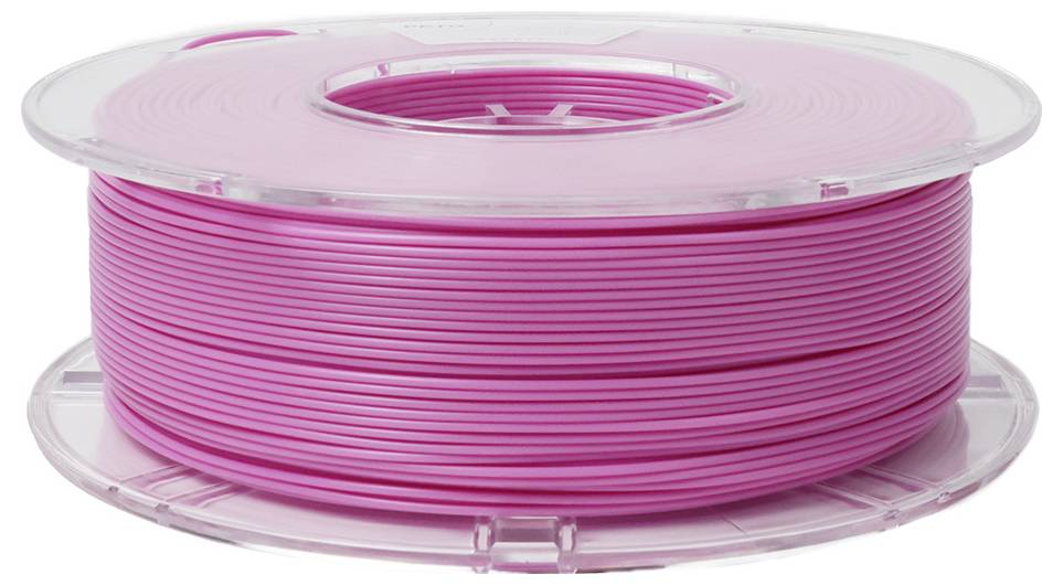 Eine Rolle pinkfarbenes PLA-Filament für 3D-Drucker.