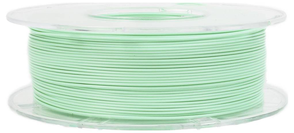 Eine Rolle mit grünem Filament, das für 3D-Drucker verwendet wird.