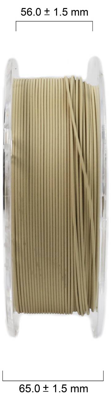 Spule mit beige Filament, Durchmesser 65 mm, Breite 56 mm.