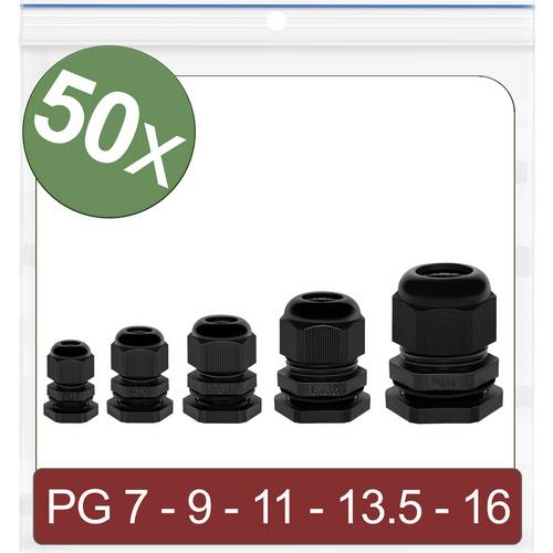 Thumbnail - Quadrios 24CA388 Kabelverschraubung PG7, PG9, PG11, PG13.5, PG16 Polyamid Schwarz 50 St.