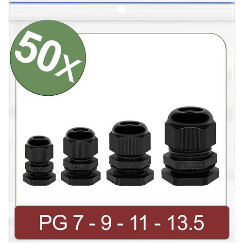 Thumbnail - Quadrios 24CA389 Kabelverschraubung PG7, PG9, PG11, PG13.5 Polyamid Schwarz 50 St.