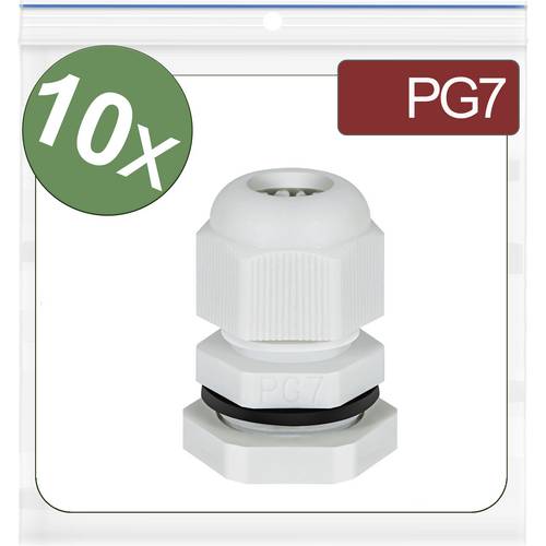Quadrios 24CA391 Kabelverschraubung PG7 Polyamid Grau 10 St.