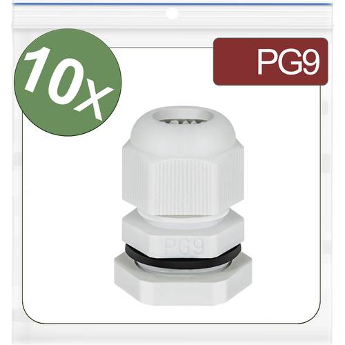 Quadrios 24CA392 Kabelverschraubung PG9 Polyamid Grau 10 St.