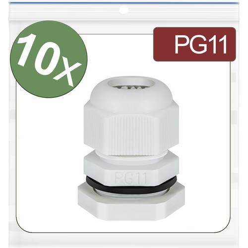 Quadrios 24CA393 Kabelverschraubung PG11 Polyamid Grau 10 St.