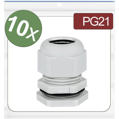 Quadrios 24CA397 Kabelverschraubung PG21 Polyamid Grau 10 St.