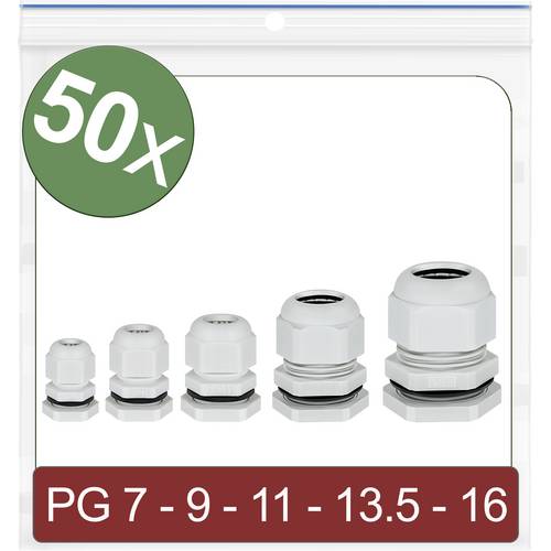 Quadrios 24CA401 Kabelverschraubung PG7, PG9, PG11, PG13.5, PG16 Polyamid Grau 50 St.