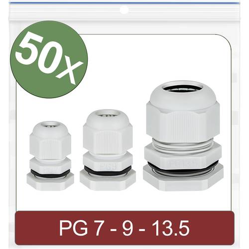 Quadrios 24CA403 Kabelverschraubung PG7, PG9, PG13.5 Polyamid Grau 50 St.