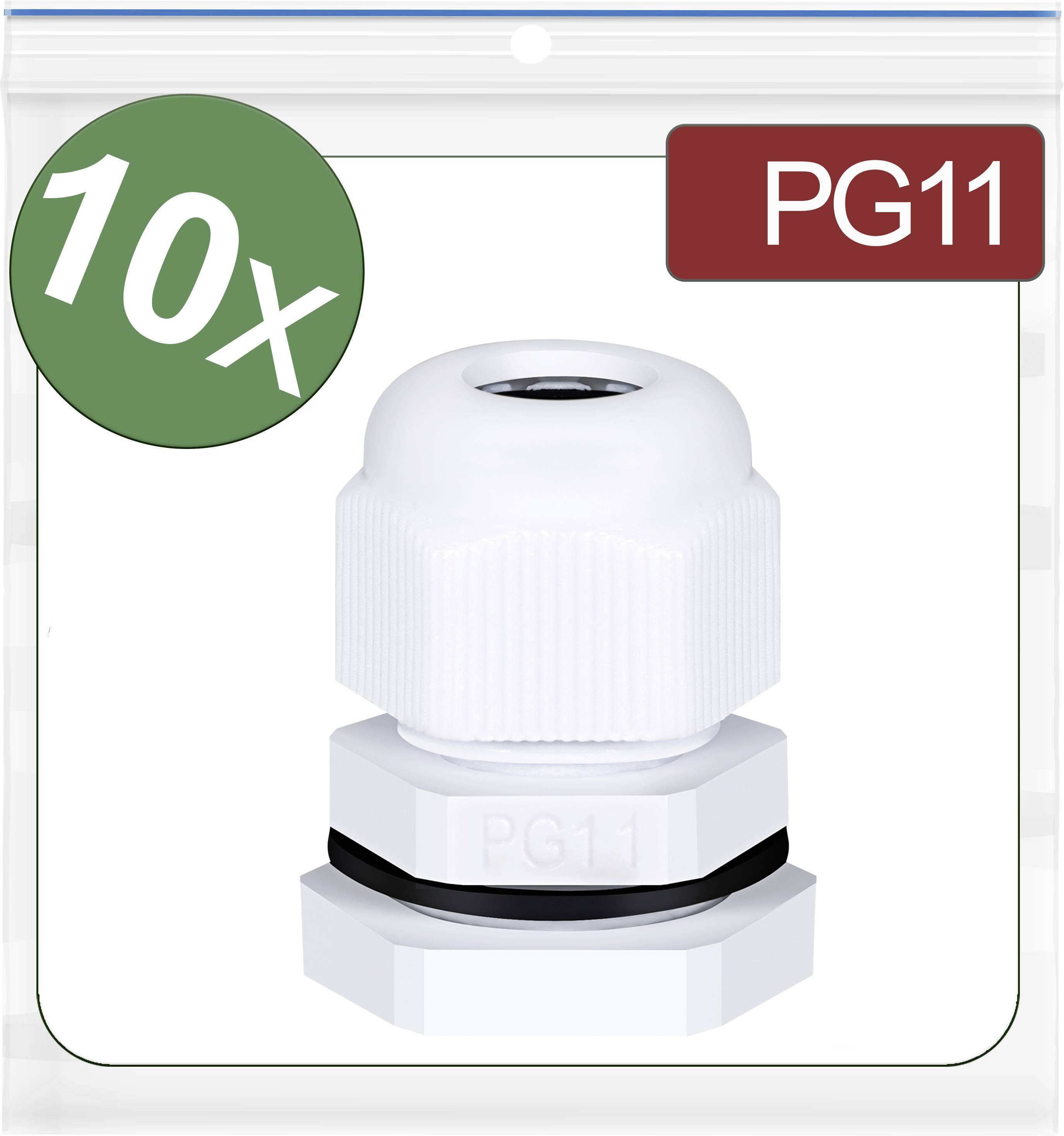 Quadrios 24CA406 Kabelverschraubung PG11 Polyamid Weiß 10 St.