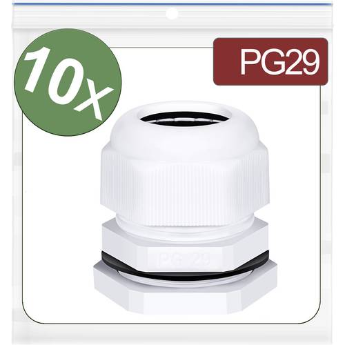 Quadrios 24CA412 Kabelverschraubung PG29 Polyamid Weiß 10 St.