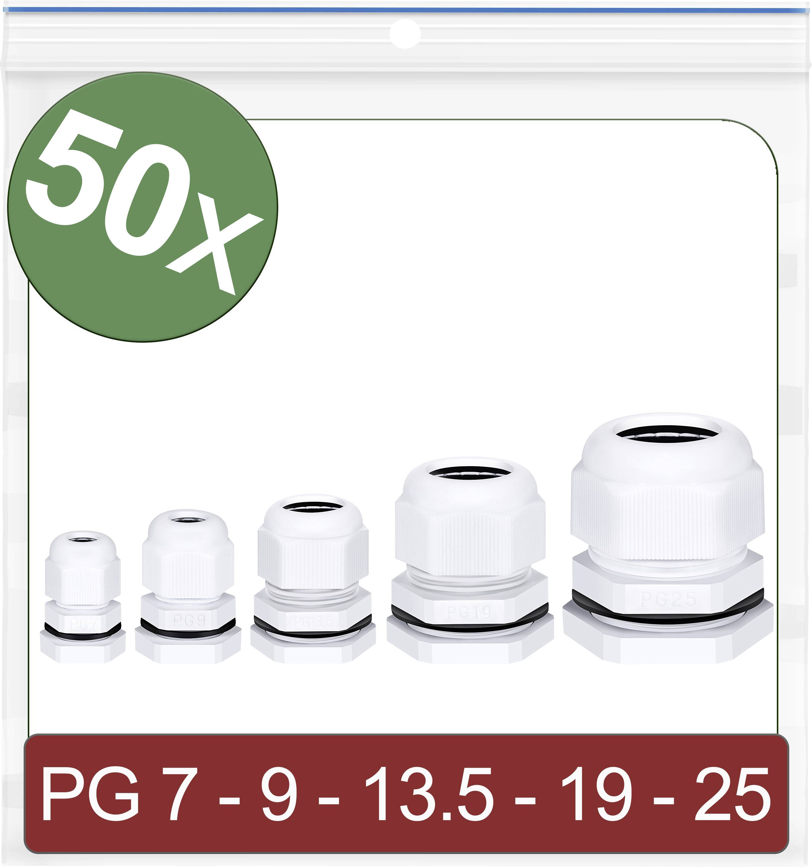 Quadrios 24CA413 Kabelverschraubung Polyamid Weiß 50 St.