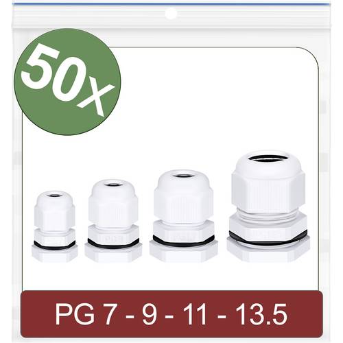 Quadrios 24CA415 Kabelverschraubung PG7, PG9, PG11, PG13.5 Polyamid Weiß 50 St.