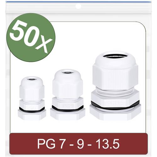 Quadrios 24CA416 Kabelverschraubung PG7, PG9, PG13.5 Polyamid Weiß 50 St.