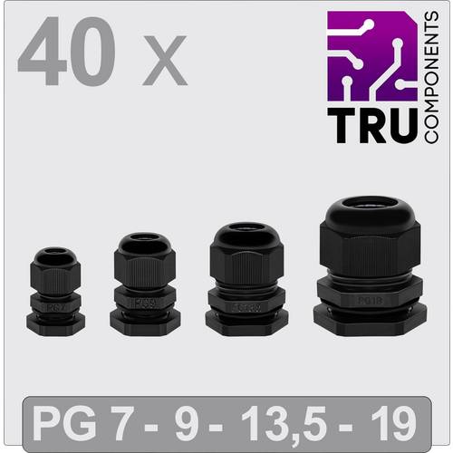 TRU COMPONENTS TC-13448344 Kabelverschraubung Polyamid Schwarz 40 St.