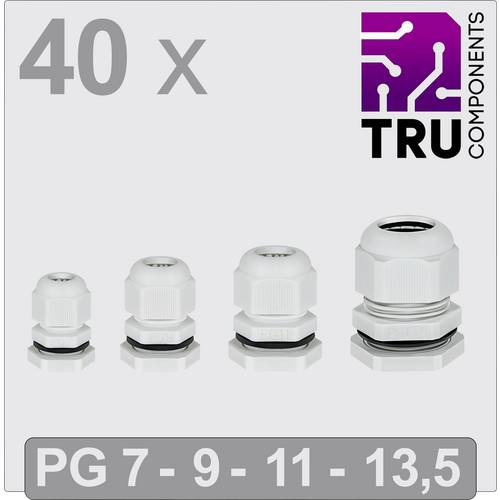 TRU COMPONENTS TC-13448360 Kabelverschraubung PG7, PG9, PG11, PG13.5 Polyamid Grau 40 St.