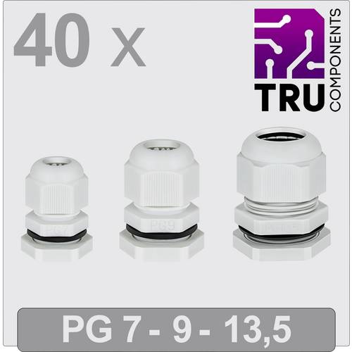 Thumbnail - TRU COMPONENTS TC-13448364 Kabelverschraubung PG7, PG9, PG13 Polyamid Grau 40 St.