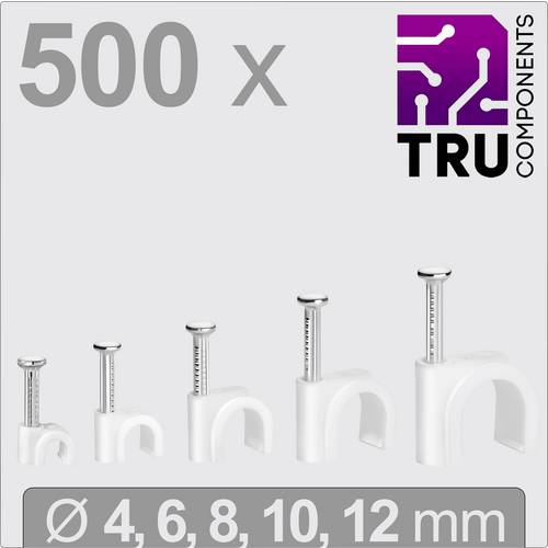 TRU COMPONENTS T24CA128 Nagelschellen TC-13448464 Bündel-Ø-Bereich 2 bis 12 mm Weiß 500 St.