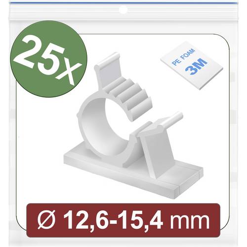 Quadrios 24CA447 Befestigungssockel selbstklebend 24CA447 Bündel-Ø-Bereich 12.6 bis 15.4 mm Weiß 25 St.