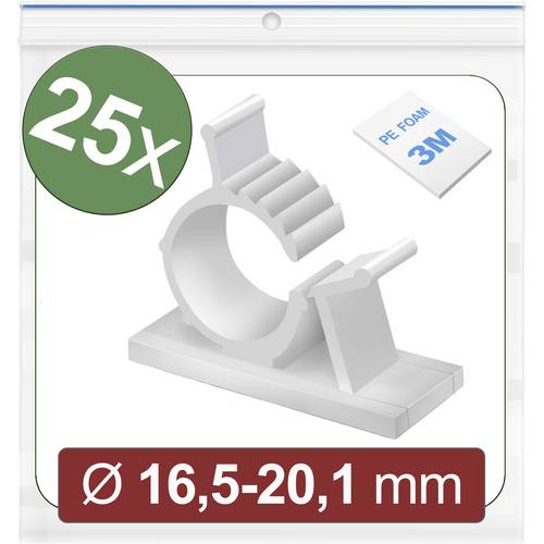 Quadrios 24CA448 Befestigungssockel selbstklebend 24CA448 Bündel-Ø-Bereich 16.5 bis 20.1 mm Weiß 25 St.