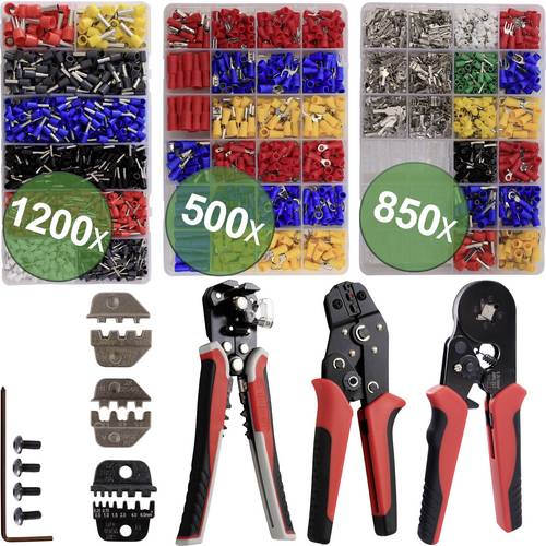 Quadrios 24T065 24T065 Crimpzangen-Set Aderendhülsen, Flachsteckhülsen, Flachstecker, Solar-Steckverbinder 0.25 bis 6 mm...