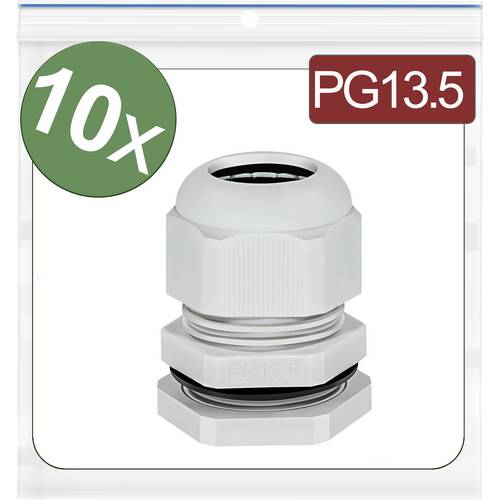 Quadrios 24CA394 Kabelverschraubung PG13.5 Polyamid Grau 10 St.