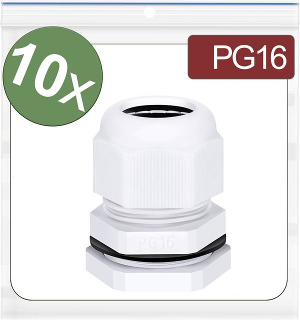 Quadrios 24CA408 Kabelverschraubung  PG16  Polyamid Weiß 10 St.