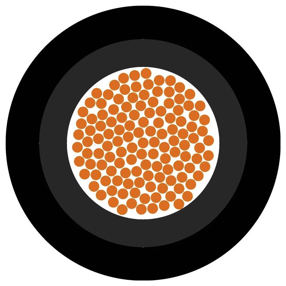Kreisförmiges Diagramm mit vielen kleinen, orangefarbenen Punkten in der Mitte, umgeben von einem breiten schwarzen Rand.