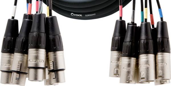 Cordial CML 8-0 FM 3 C XLR Verbindungskabel [8x XLR-Buchse 3 polig - 8x XLR-Stecker 3 polig] 3 m Schwarz