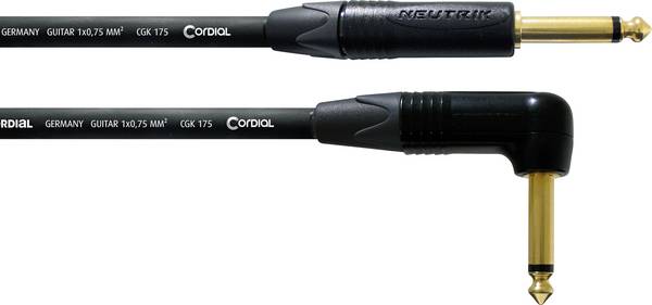 Cordial 11218 Klinke Audio Anschlusskabel [1x Klinkenstecker 6.3 mm (mono) - 1x Klinkenstecker 6.3 mm (mono)] 3 m Schwarz PVC-Mantel