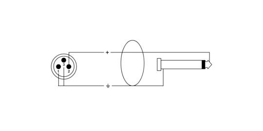 Elektrisches Schaltbild zeigt einen Stecker mit vier Kontakten, verbunden mit einer ovalen Komponente und einem Pfeil zeigt Stromrichtung.