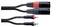 'Zwei Audiokabel: Oben große schwarze Stecker, unten kleinere schwarz-roter und schwarz-weißer Stecker. Beschriftung: Low Noise Audio.'