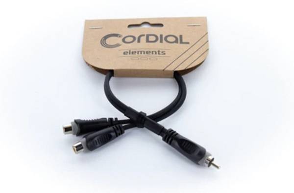 Cordial 14891 Klinke / Cinch Audio Y-Adapter [1x Cinch-Stecker - 2x Cinch-Buchse] 0.30 m Schwarz PVC-Mantel, Zwillingsleitung