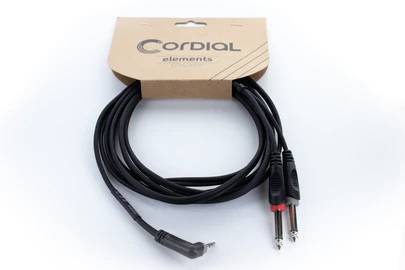 Cordial 14866 Audio Y-Adapter [1x Klinkenstecker 3.5 mm - 2x Klinkenstecker 6.3 mm (mono)] 1 m Schwarz PVC-Mantel, Zwill...