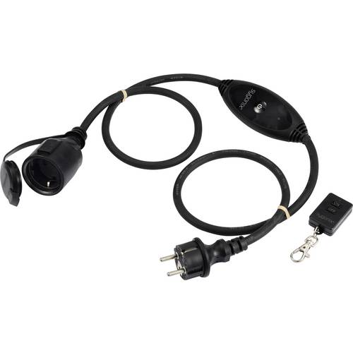 Sygonix SY-6728134 Strom Verlängerungskabel 16 A Schwarz 1 m H07RN-F 3G 1,5 mm² inkl. Ein/Aus-Schalter, für Außenbereich...
