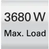'3680 W Max. Load' steht in weißer Schrift auf schwarzem Hintergrund.