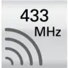'Symboldarstellung von Funksignal und Text: 433 MHz.'