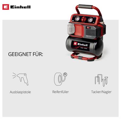 Einhell Kompressor, geeignet für Ausblaspistole, Reifenfüller und Tacker/Nagler.