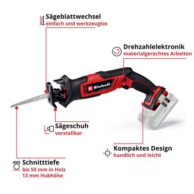Tragbare Säge mit verstellbarem Sägefuß, werkzeuglosem Sägeblattwechsel, Drehzahlelektronik und kompaktem, handlichem Design.